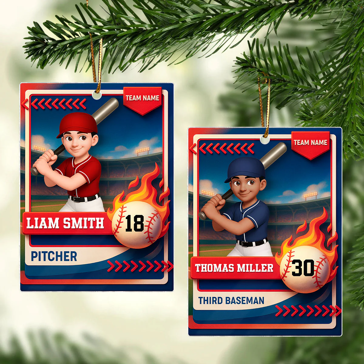 Baseball Trading Card - Personalized Acrylic Ornament - Christmas Gift for Son, Daughter, Grandkid - Image 3