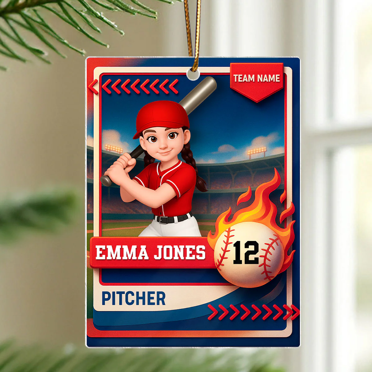 Baseball Trading Card - Personalized Acrylic Ornament - Christmas Gift for Son, Daughter, Grandkid - Image 5