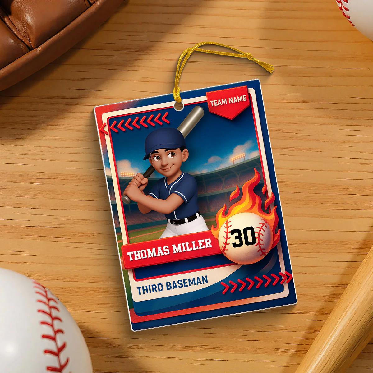 Baseball Trading Card - Personalized Acrylic Ornament - Christmas Gift for Son, Daughter, Grandkid - Image 8