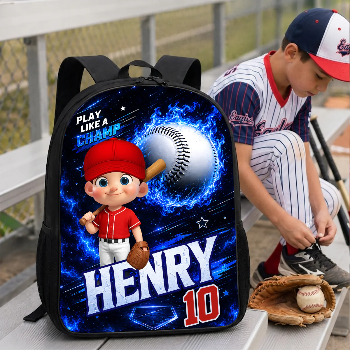 Baseball Trendy Design Backpack for Boys Girls - Personalized Backpack - Back to School Gift for Daughter, Son - Image 2