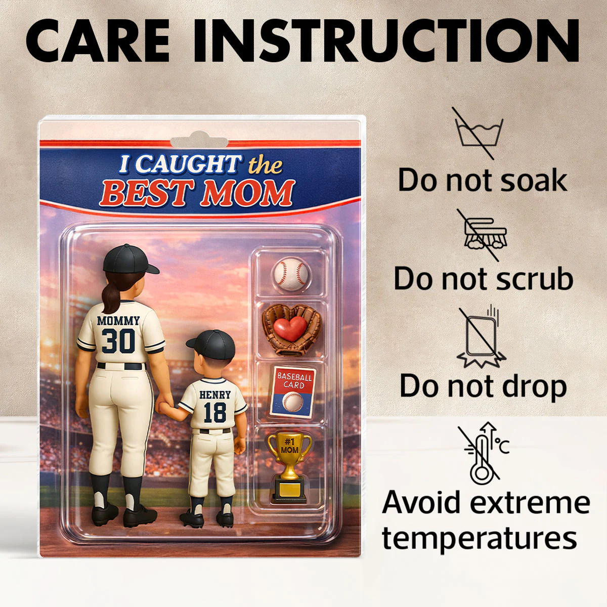 Baseball We Caught the Best Mom Custom Action Figure - Personalized Acrylic Block Plaque - Heartfelt Gift for Mom - Image 8
