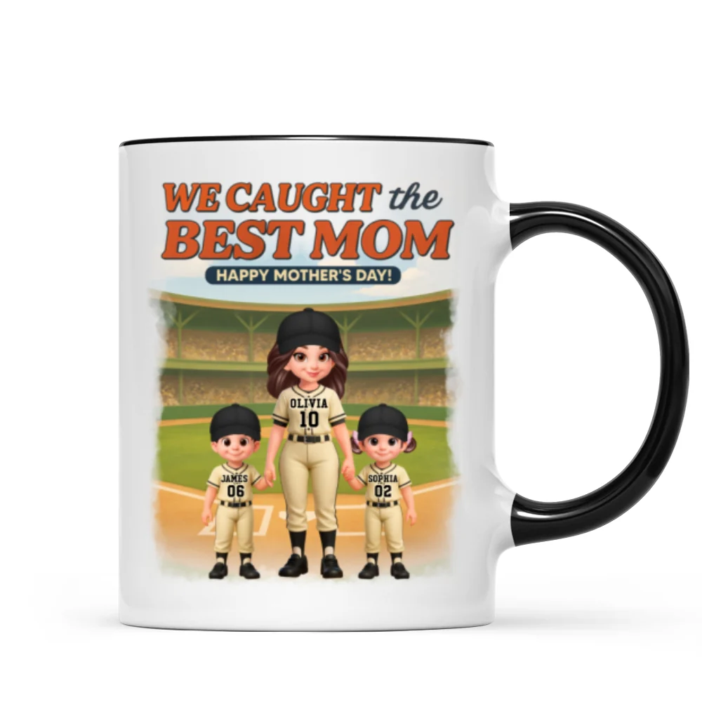 Baseball We Caught The Best Mom - Personalized Mug - Mother's Day Gift For Baseball Mom - Image 17
