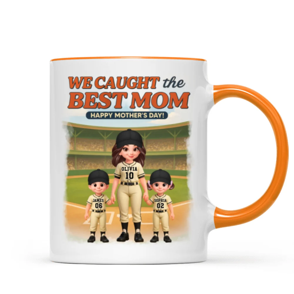 Baseball We Caught The Best Mom - Personalized Mug - Mother's Day Gift For Baseball Mom - Image 23