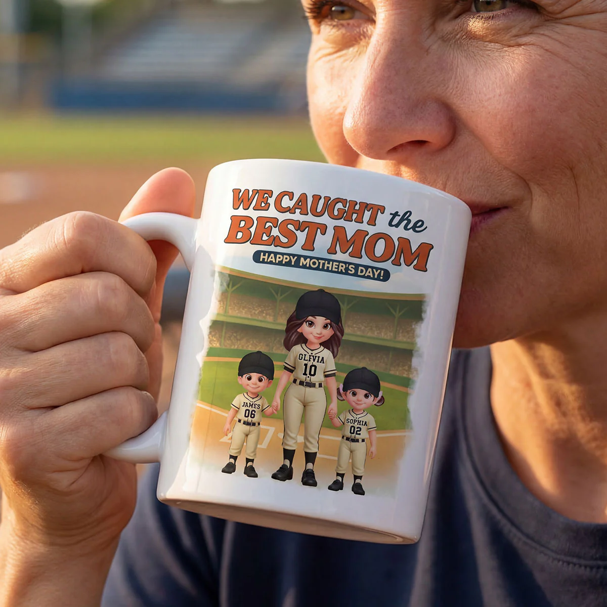 Baseball We Caught The Best Mom - Personalized Mug - Mother's Day Gift For Baseball Mom - Image 4