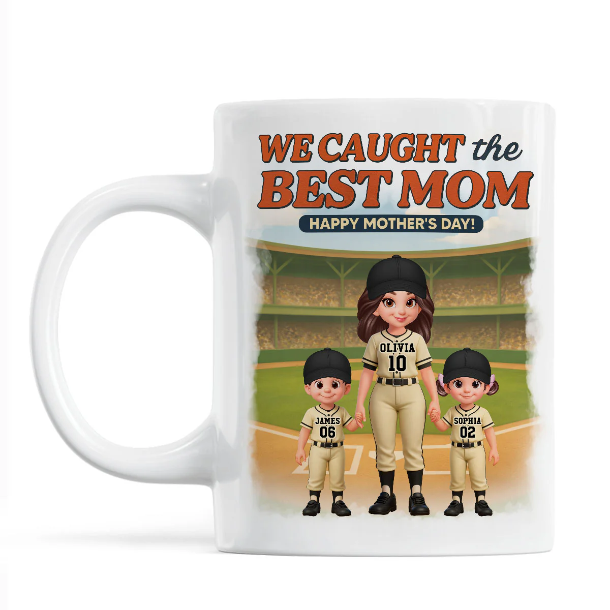 Baseball We Caught The Best Mom - Personalized Mug - Mother's Day Gift For Baseball Mom - Image 5