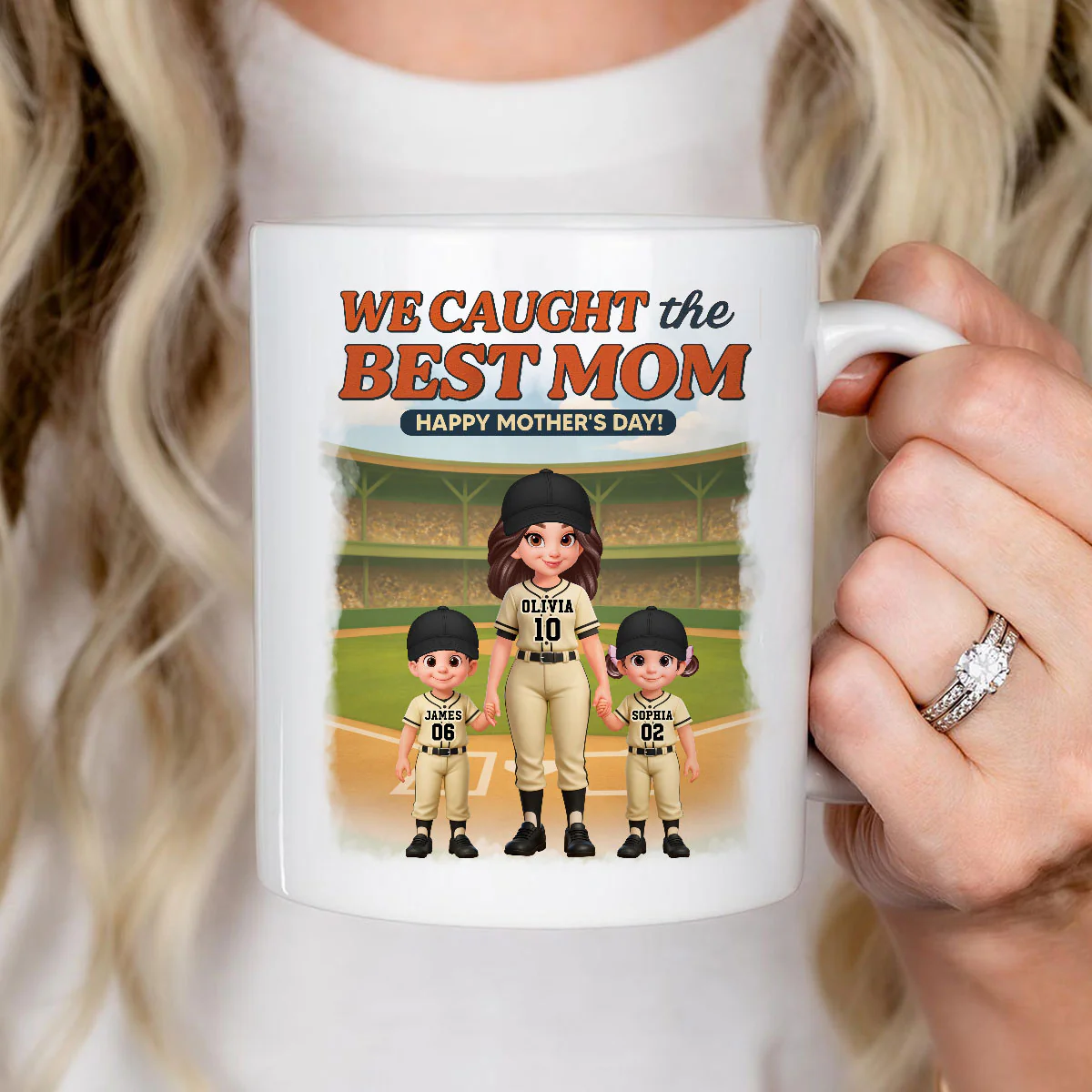 Baseball We Caught The Best Mom - Personalized Mug - Mother's Day Gift For Baseball Mom - Image 7
