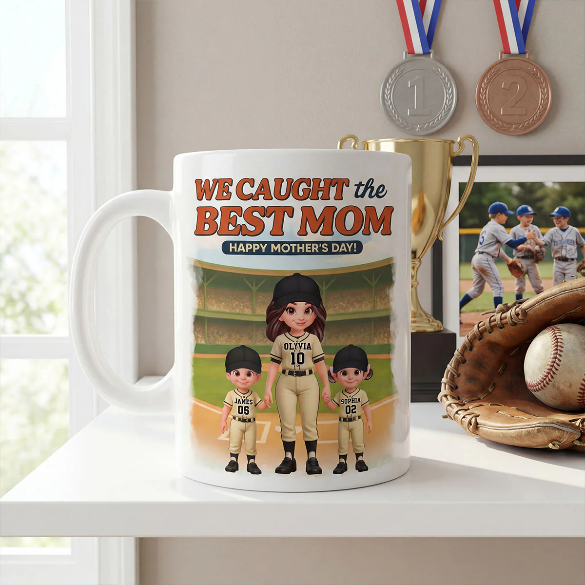 Baseball We Caught The Best Mom - Personalized Mug - Mother's Day Gift For Baseball Mom - Image 9