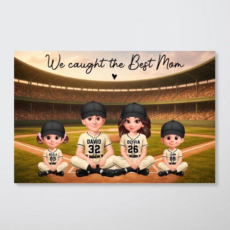 Baseball We Caught The Best Mom - Personalized Poster - Mother's Day Gift For Baseball Mom, Wife - Image 13