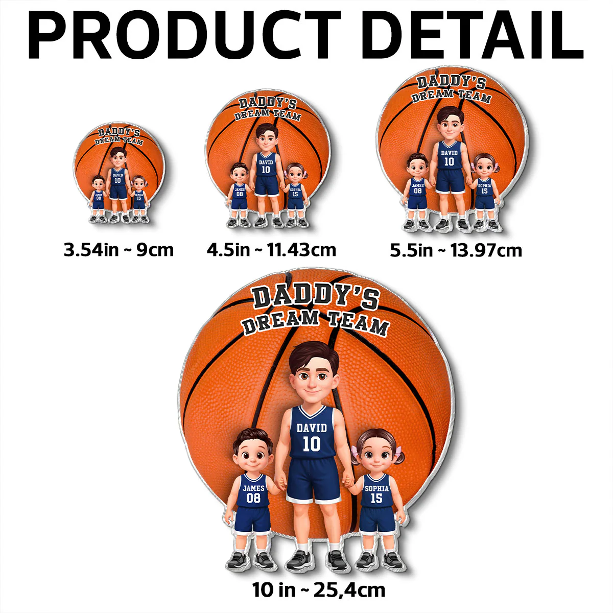 Basketball Dad And Kids Daddy's Dream Team - Personalized Acrylic Fridge Magnet - Father's Day Gift For Dad, Husband - Image 7
