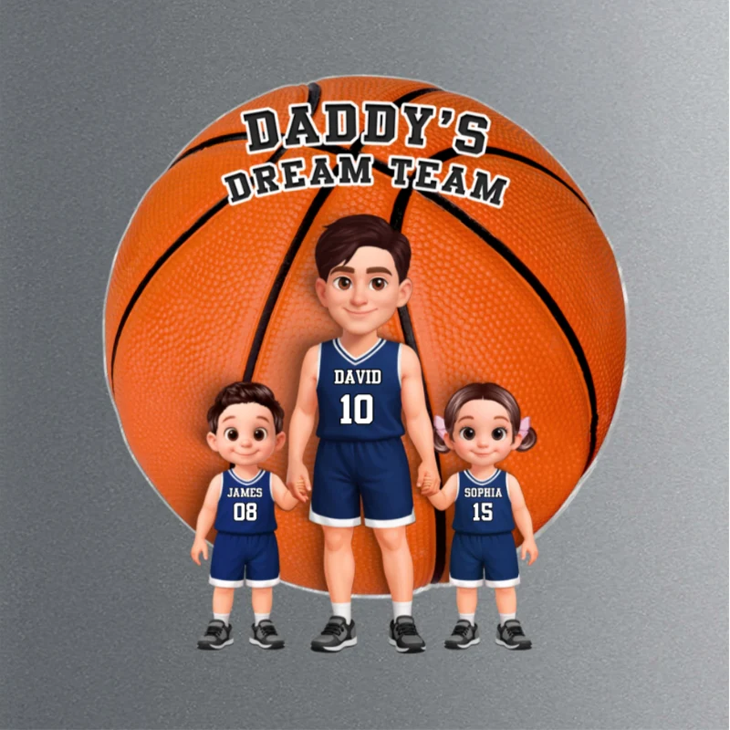 Basketball Dad And Kids Daddy's Dream Team - Personalized Acrylic Fridge Magnet - Father's Day Gift For Dad, Husband - Image 9