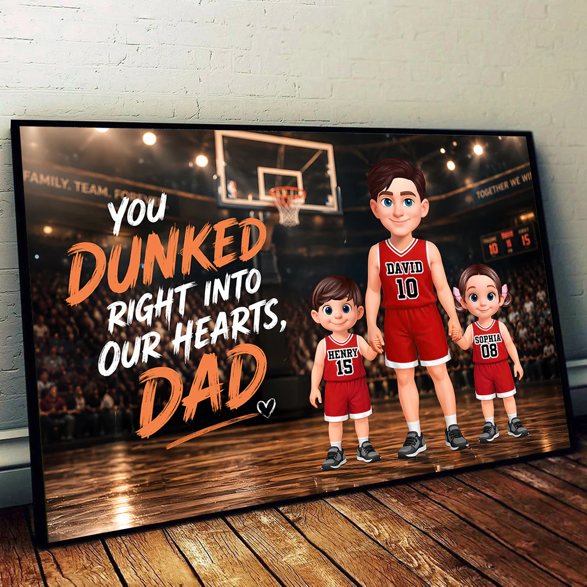 Basketball Dad & Kids Together - Personalized Poster - Father's Day Gift For Dad, Husband - Image 5
