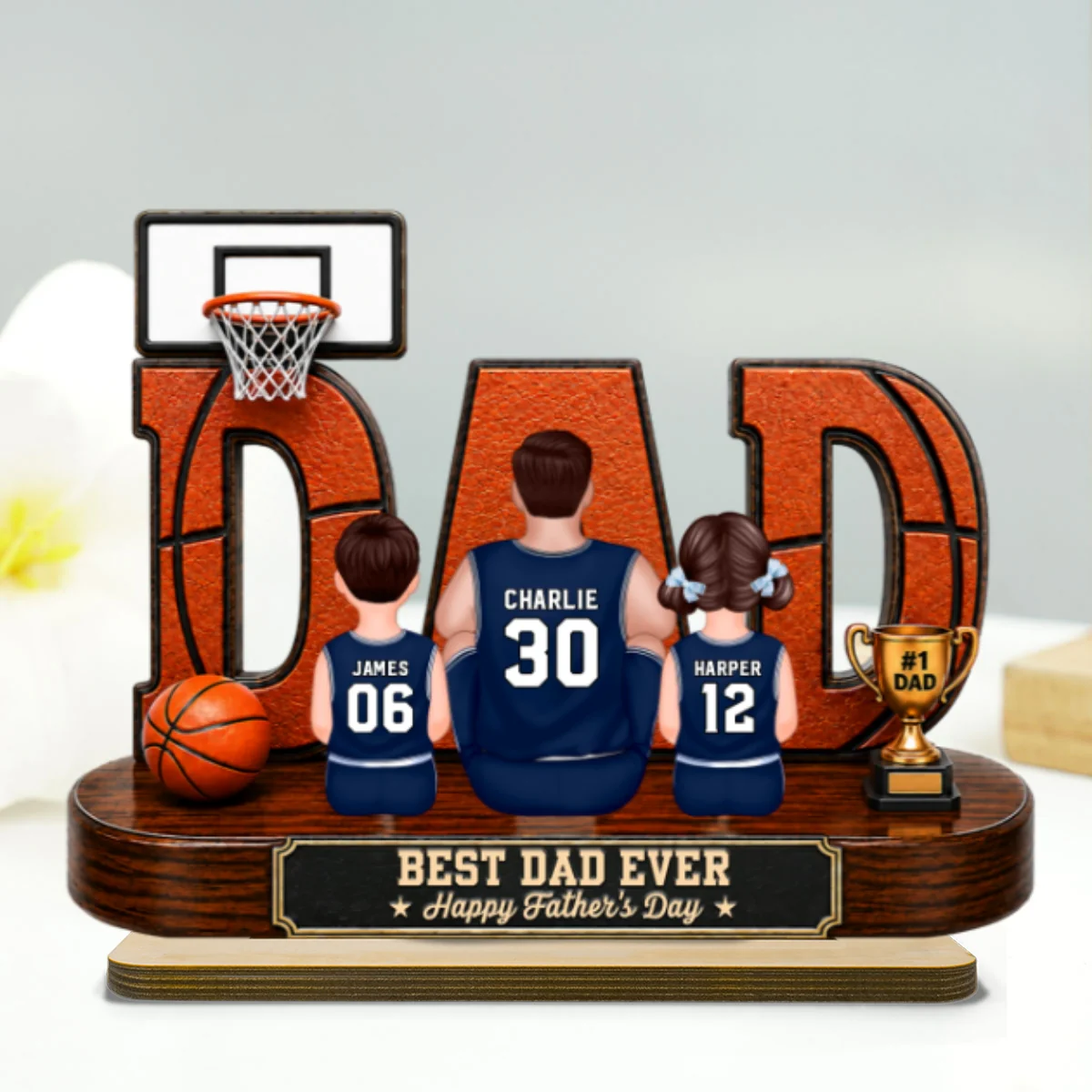 Basketball Dad Legend Daddy's Dream Team - Personalized 2-Layered Wooden Plaque - Unique Trending  Gift For Dad, Husband, Basketball Fans - Image 10