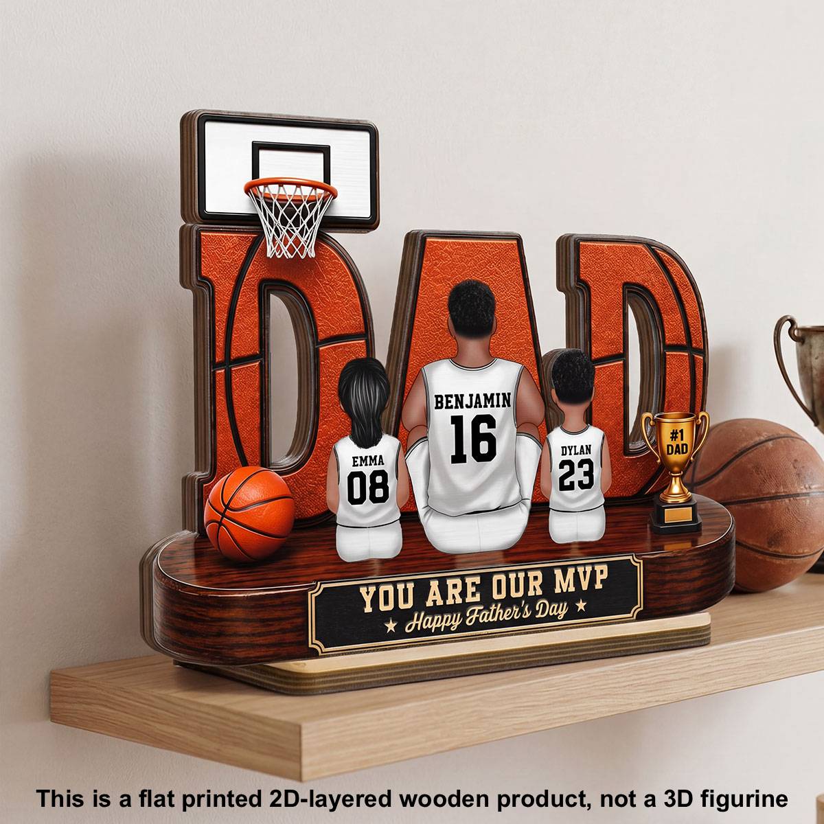 [UP TO 38% OFF] Basketball Dad Legend Daddy's Dream Team - Personalized 2-Layered Wooden Plaque - Unique  Gift For Dad, Husband, Basketball Fans - Image 2