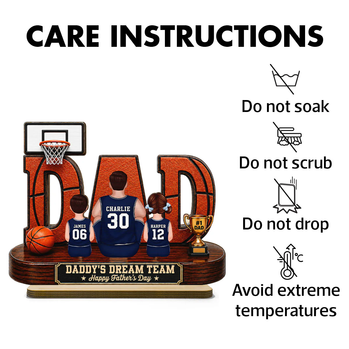 [UP TO 39% OFF] Basketball Dad Legend Daddy's Dream Team - Personalized 2-Layered Wooden Plaque - Unique  Gift For Dad, Husband, Basketball Fans - Image 7