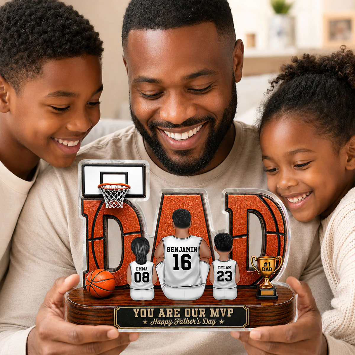 Basketball Dad Legend Daddy's Dream Team 2D Flat Printed- Personalized Acrylic Block Plaque - Gift For Dad, Husband, Basketball Fans - Image 7