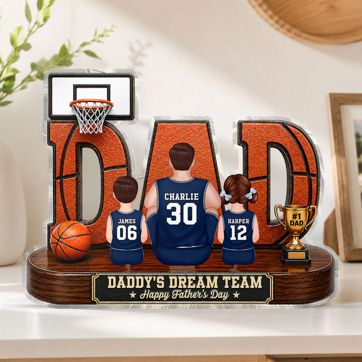 Basketball Dad Legend Daddy's Dream Team 2D Flat Printed- Personalized Acrylic Block Plaque - Gift For Dad, Husband, Basketball Fans - Image 8