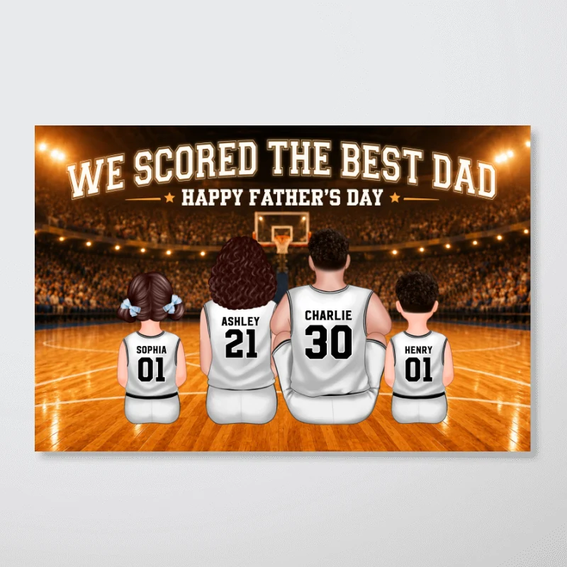 Basketball Dad Legend Daddy's Dream Team - Personalized Poster - Father's Day Gift For Dad, Husband, Basketball Fans - Image 9