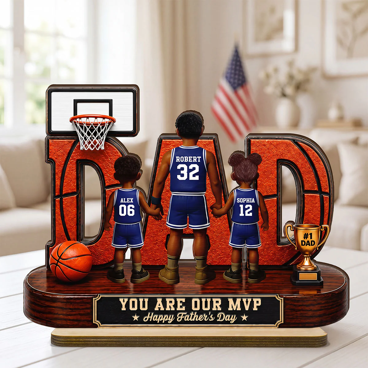 Basketball Dad Legend You Are Our MVP - Personalized 2-Layered Wooden Plaque - Gift For Dad