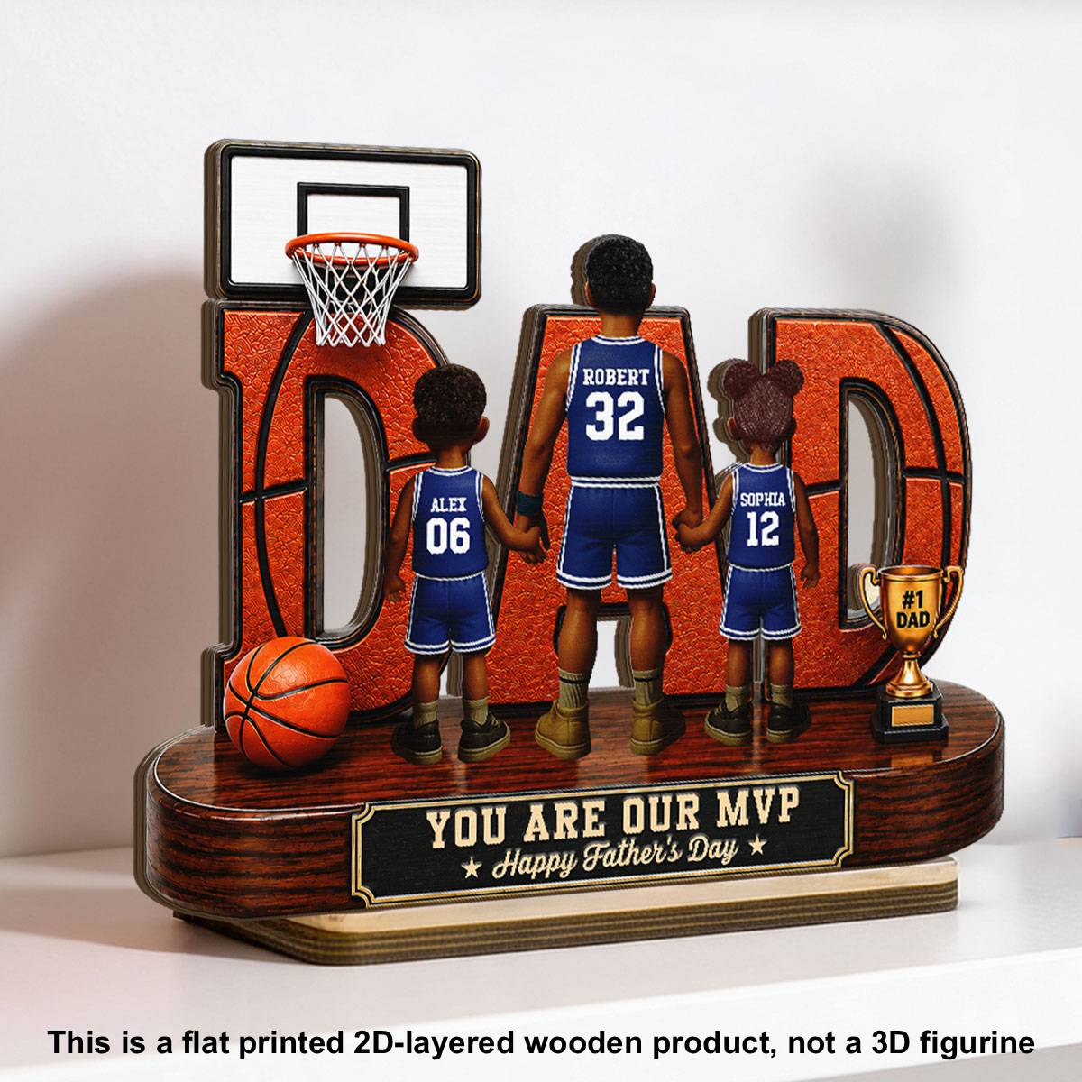 Basketball Dad Legend You Are Our MVP - Personalized 2-Layered Wooden Plaque - Gift For Dad - Image 2