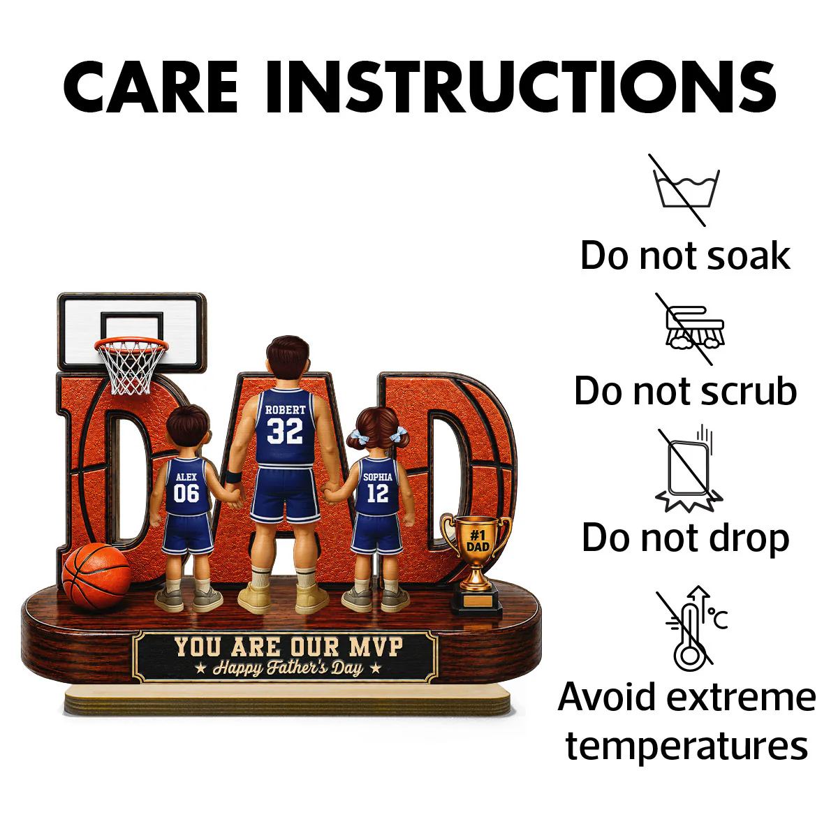 [UP TO 39% OFF] - Basketball Dad Legend You Are Our MVP - Personalized 2-Layered Wooden Plaque - Unique  Gift For Dad, Husband, Basketball Fans - Image 8