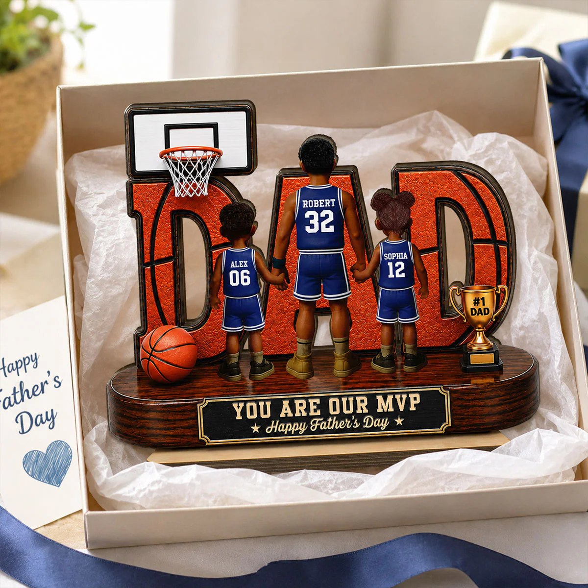 Basketball Dad Legend You Are Our MVP - Personalized 2-Layered Wooden Plaque - Unique Gift, Birthday Gift For Dad, Husband, Basketball Fans - Image 6