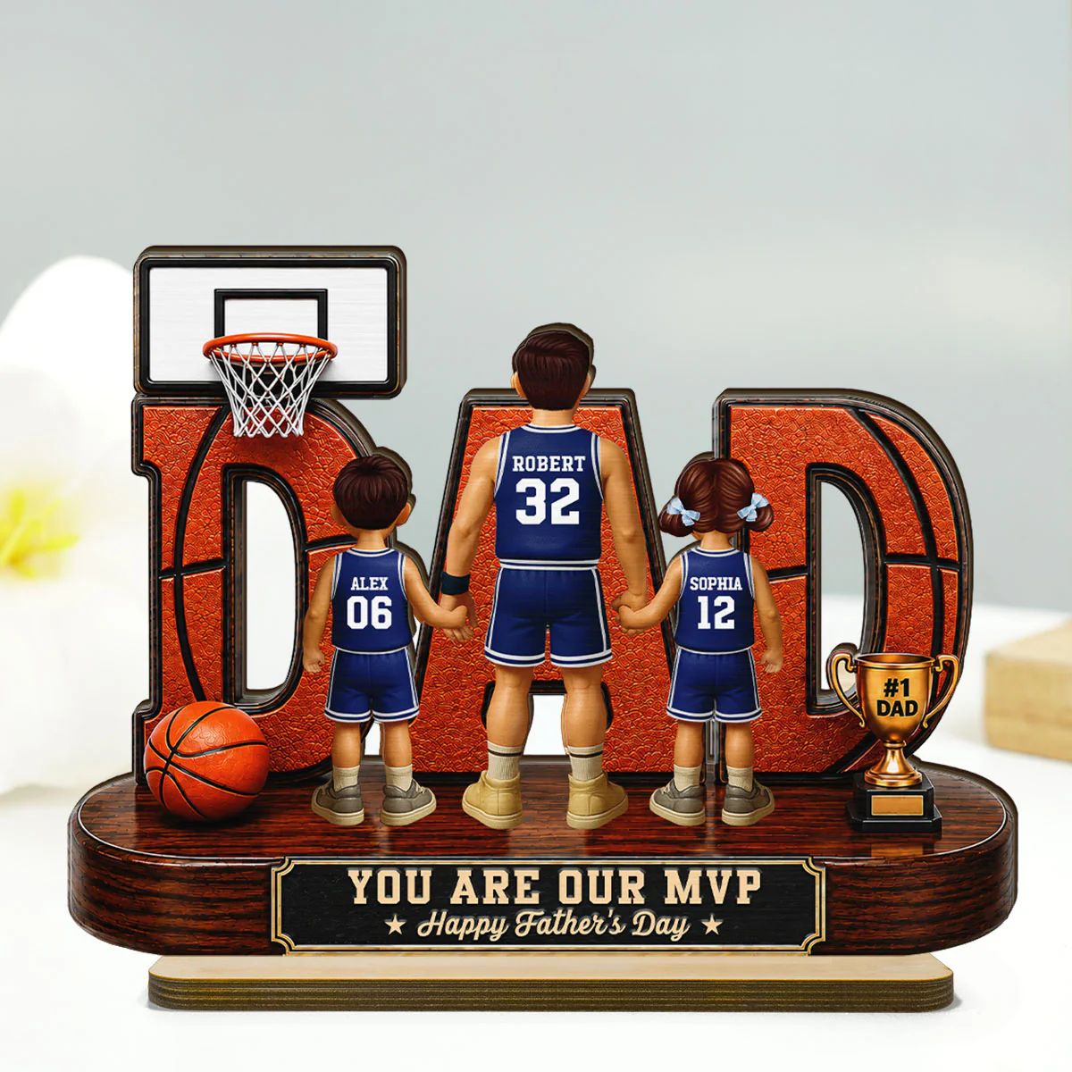 Basketball Dad Legend You Are Our MVP - Personalized 2-Layered Wooden Plaque - Unique Gift, Birthday Gift For Dad, Husband, Basketball Fans - Image 7