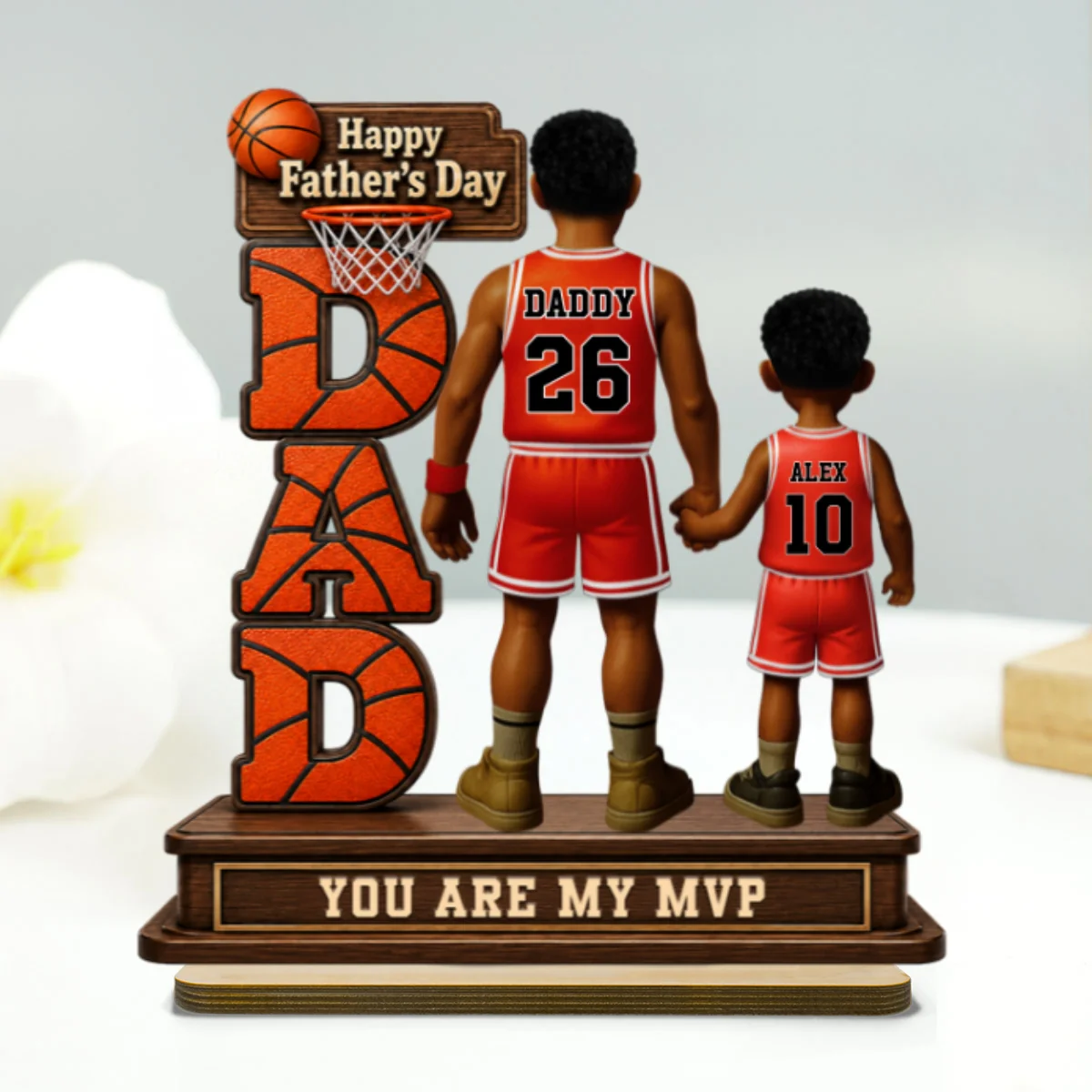 Basketball Dad Legend You Are Our MVP - Personalized 2-Layered Wooden Plaque - Gift For Dad, Husband, Basketball Fans - Image 11