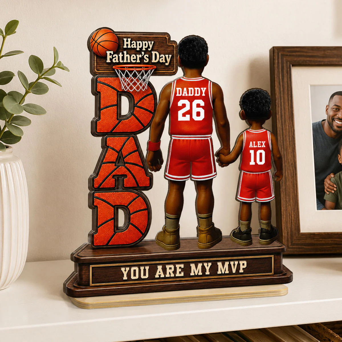 Basketball Dad Legend You Are Our MVP - Personalized 2-Layered Wooden Plaque - Gift For Dad, Husband, Basketball Fans - Image 2