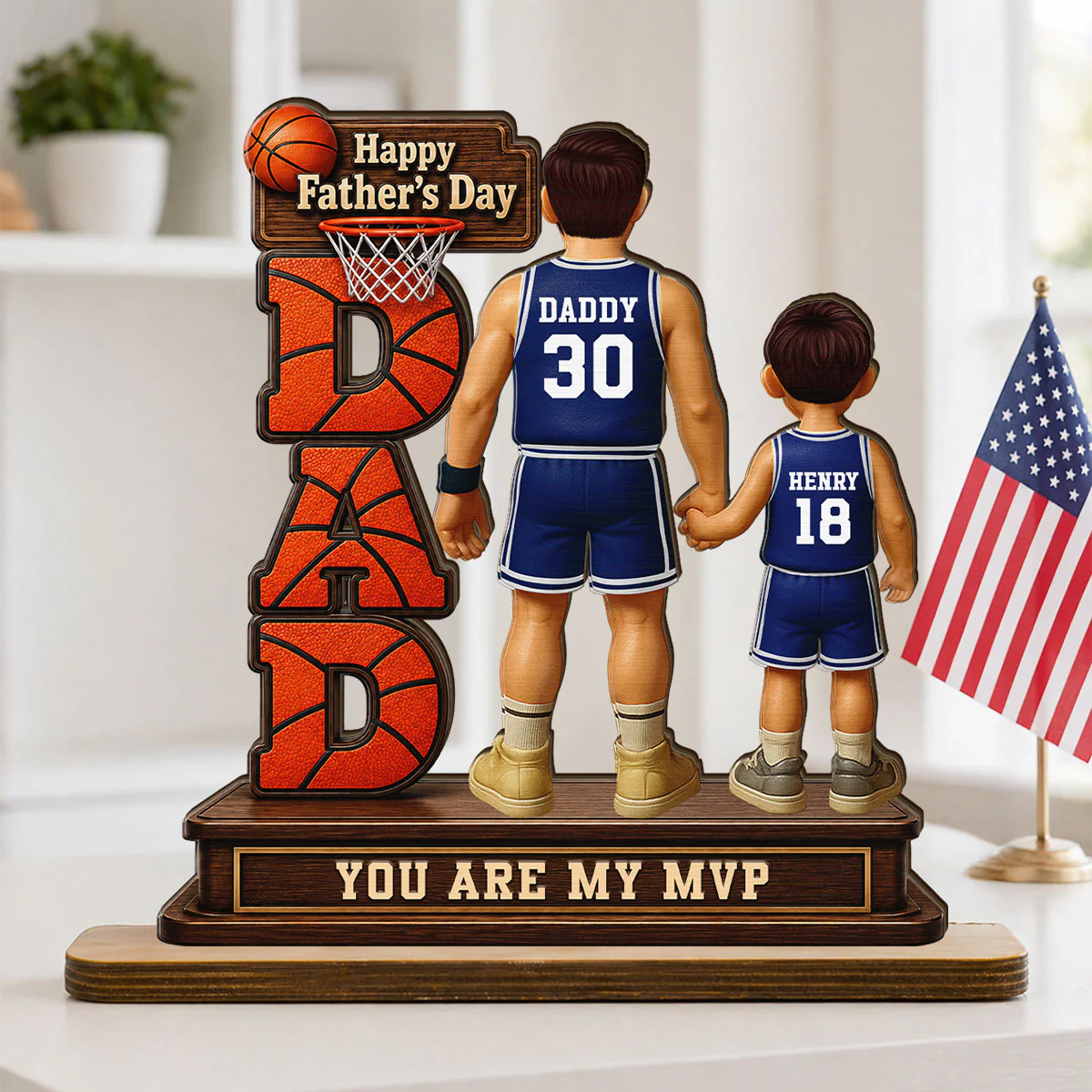 Basketball Dad Legend You Are Our MVP - Personalized 2-Layered Wooden Plaque - Gift For Dad, Husband, Basketball Fans - Image 5