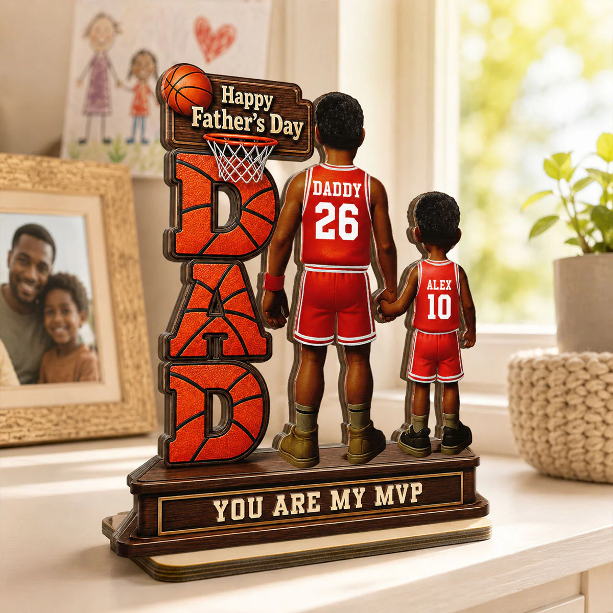 Basketball Dad Legend You Are Our MVP - Personalized 2-Layered Wooden Plaque - Gift For Dad, Husband, Basketball Fans - Image 6
