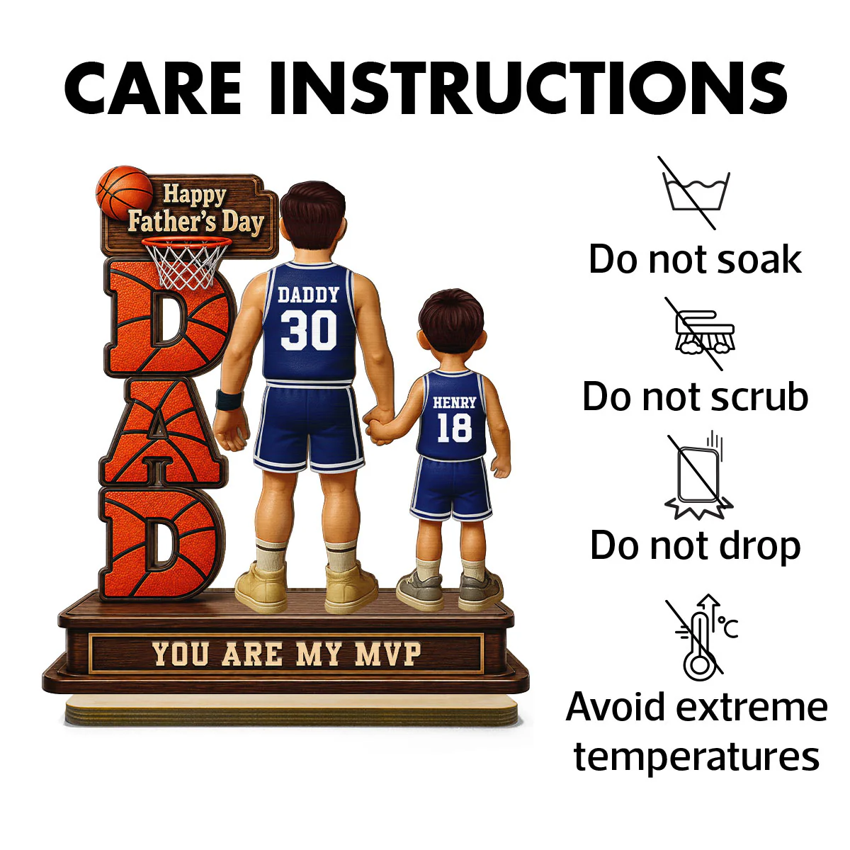 Basketball Dad Legend You Are Our MVP - Personalized 2-Layered Wooden Plaque - Gift For Dad, Husband, Basketball Fans - Image 8