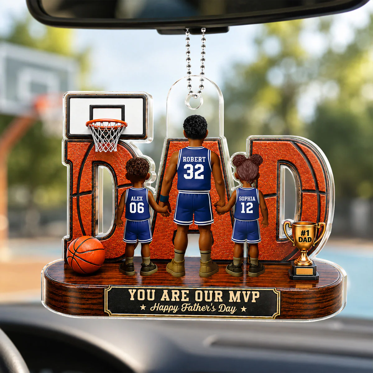 Basketball Dad Legend You Are Our MVP - Personalized Acrylic Car Hanger - Father's Day Gift For Dad, Husband, Basketball Fans - Image 11