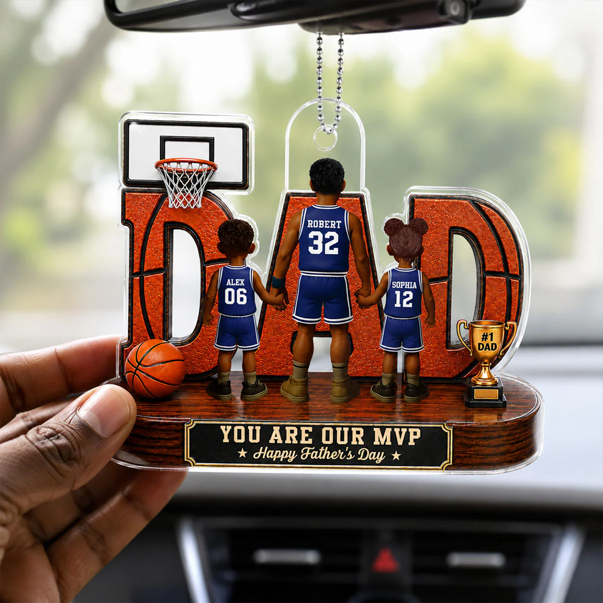 Basketball Dad Legend You Are Our MVP - Personalized Acrylic Car Hanger - Father's Day Gift For Dad, Husband, Basketball Fans - Image 5