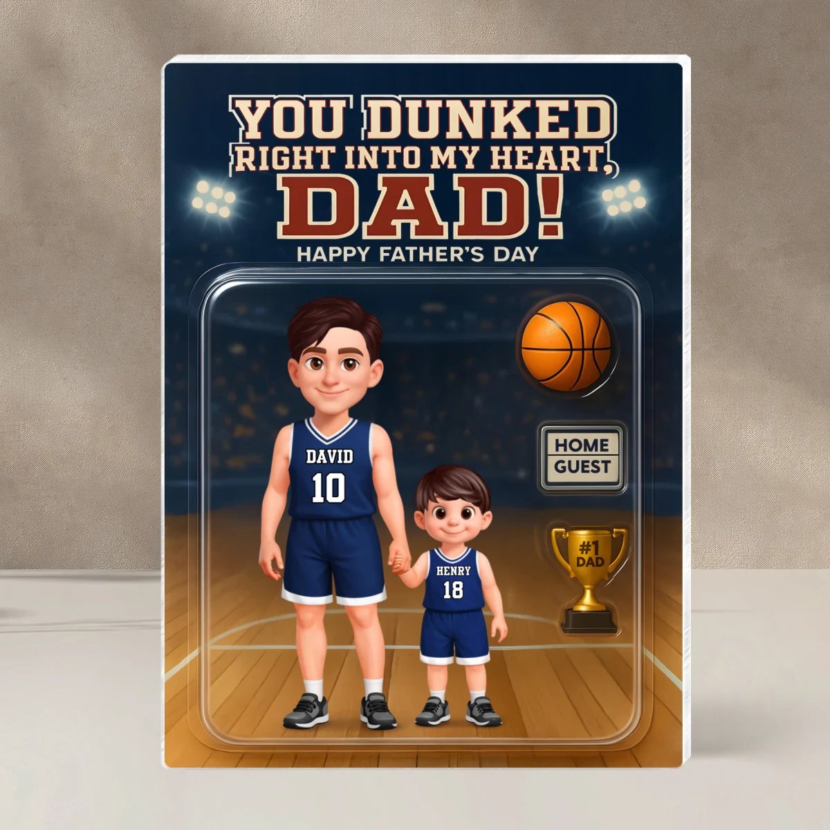 Basketball Dad You Dunked Right Into My Heart - Personalized Acrylic Block Plaque - Gift For Basketball Dad, Husband - Image 8