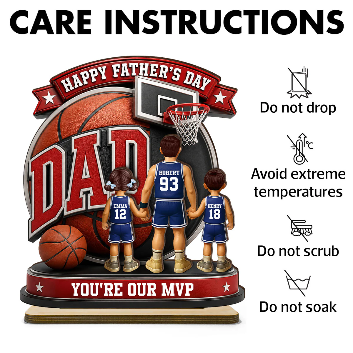 Basketball Dad You're Our MVP - Personalized 2-Layered Wooden Plaque - Heartfelt Gift For Dad, Husband - Image 8