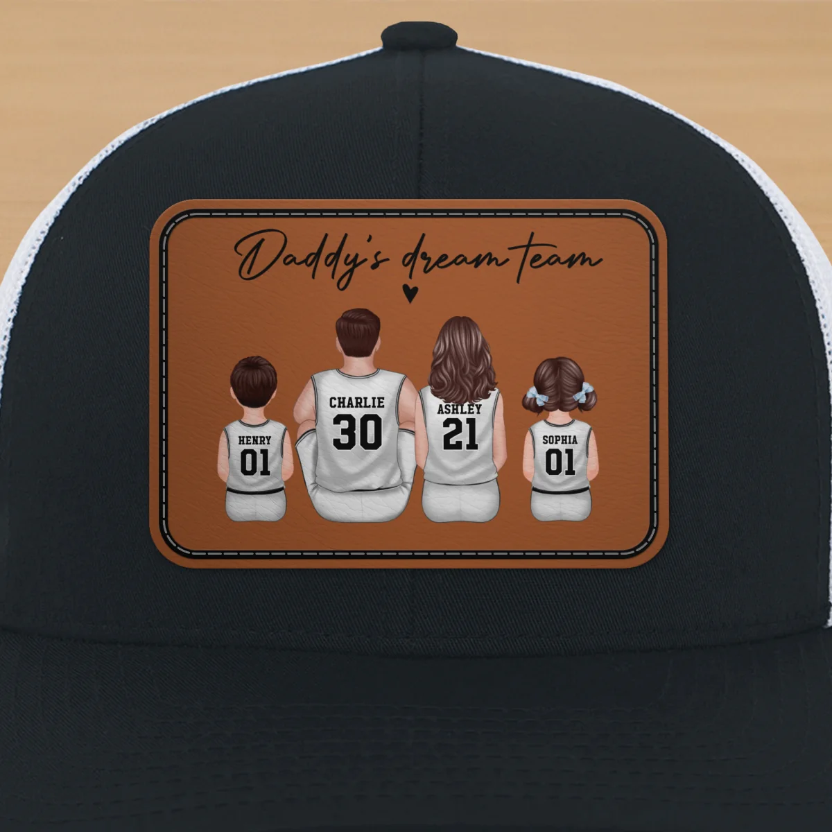Basketball Daddy's Dream Team Personalized Trucker Hat, Snapback Leather Patch Hat, Father's Day Gift for Basketball Dads - Image 17
