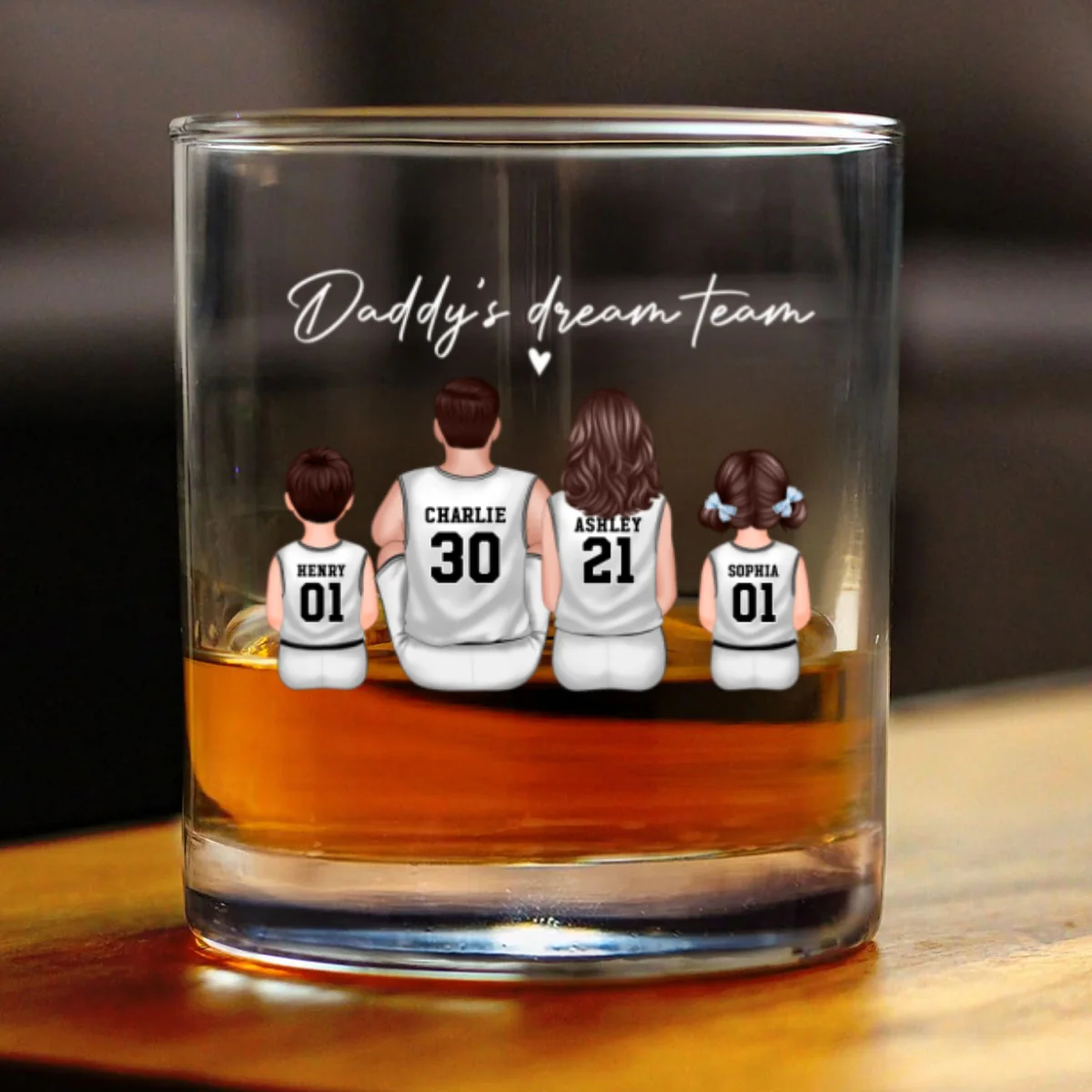 Basketball Daddy's Dream Team - Personalized Whiskey Glass - Gift for Basketball Dads - Image 12
