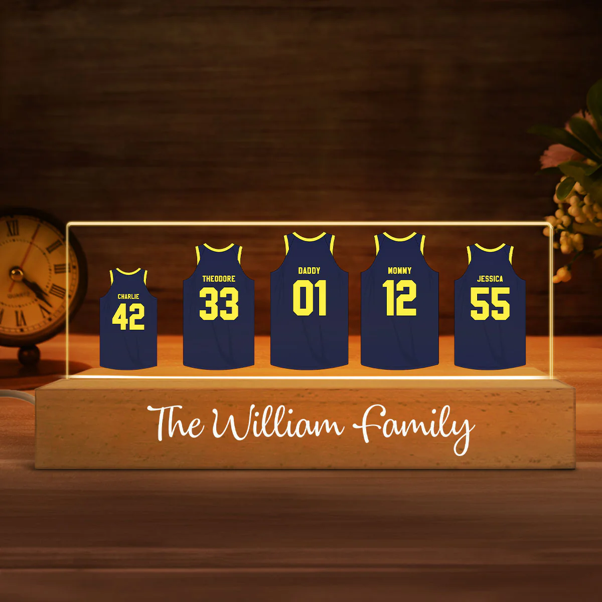 Basketball Family Personalized Acrylic Block LED Night Light - Image 2
