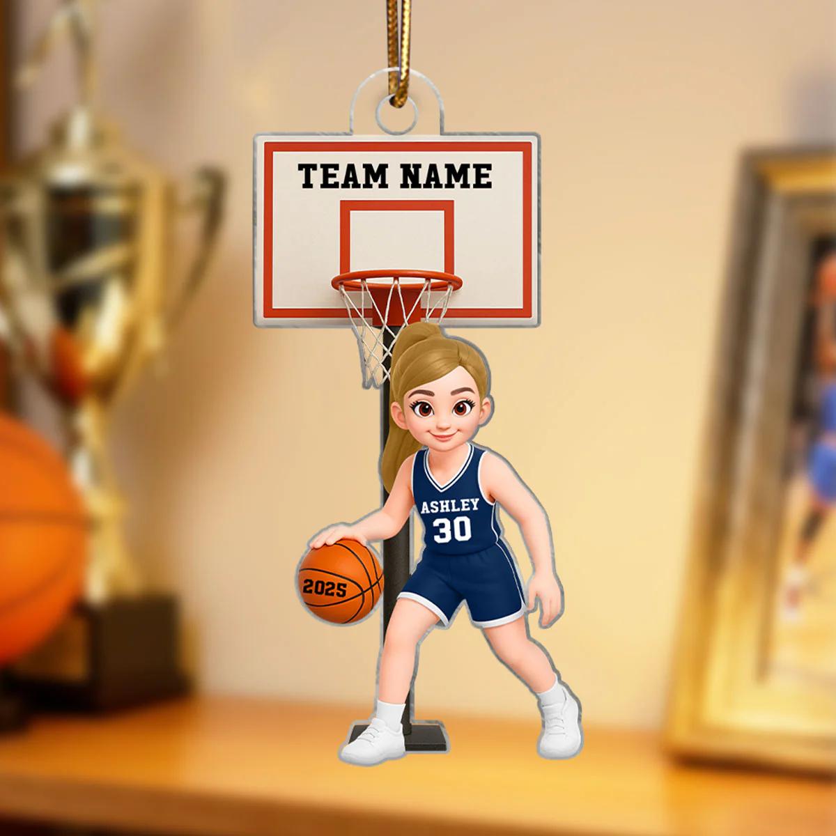 Basketball Girl Playing On Court 3D Effect - Personalized Acrylic Ornament - Christmas Gift For Teen Girls, Daughters, Granddaughters - Image 4