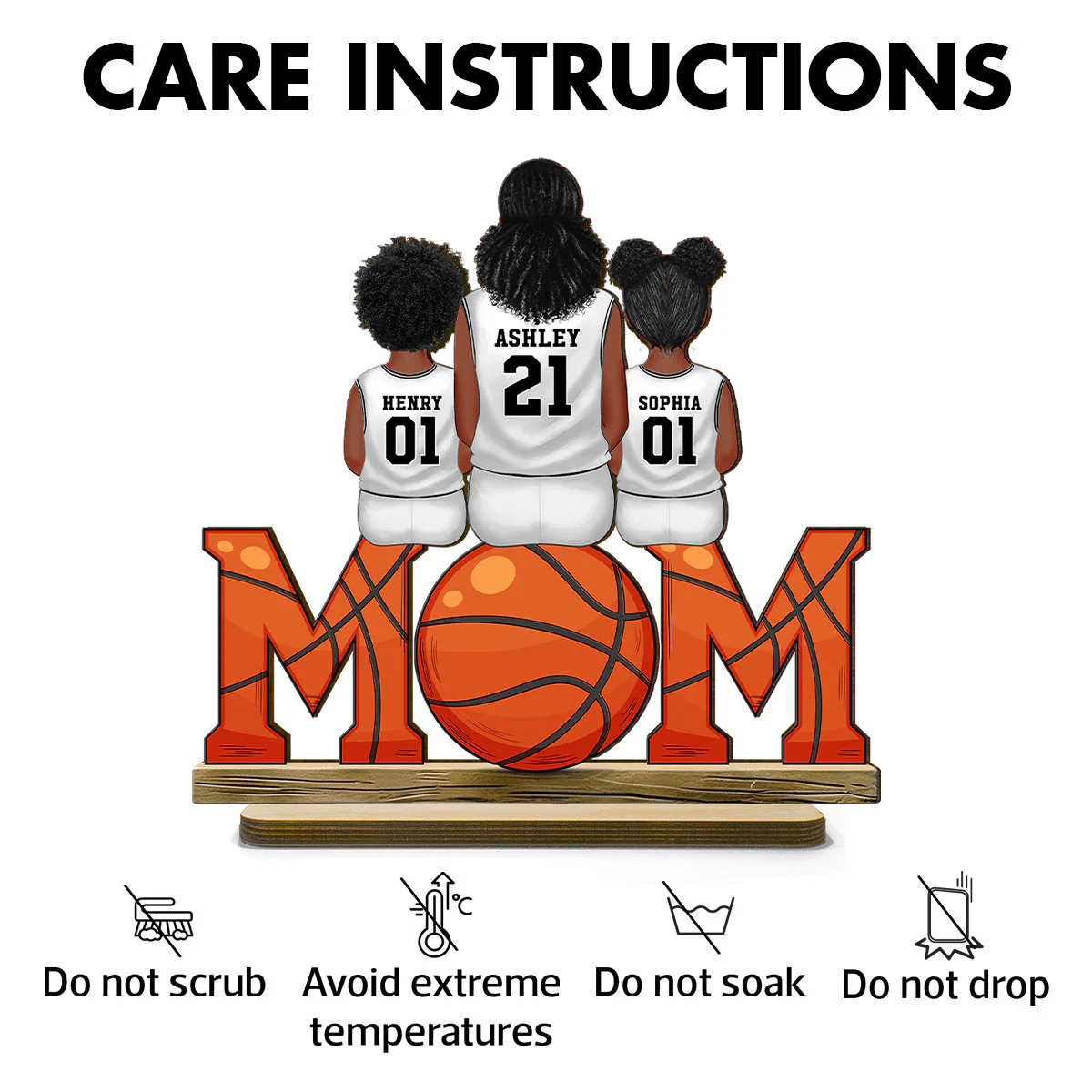 Basketball Mom And Kids - Personalized 2-Layered Wooden Plaque - Gift for Mom, Gift for Grandma, Gift for Wife - Image 10