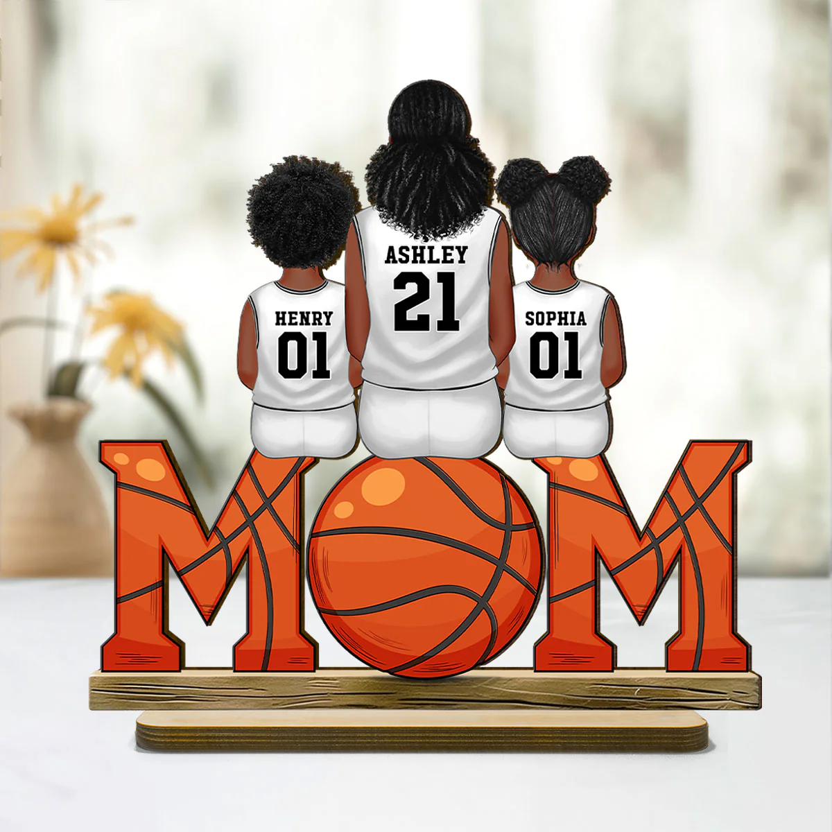 Basketball Mom And Kids - Personalized 2-Layered Wooden Plaque - Gift for Mom, Gift for Grandma, Gift for Wife - Image 11
