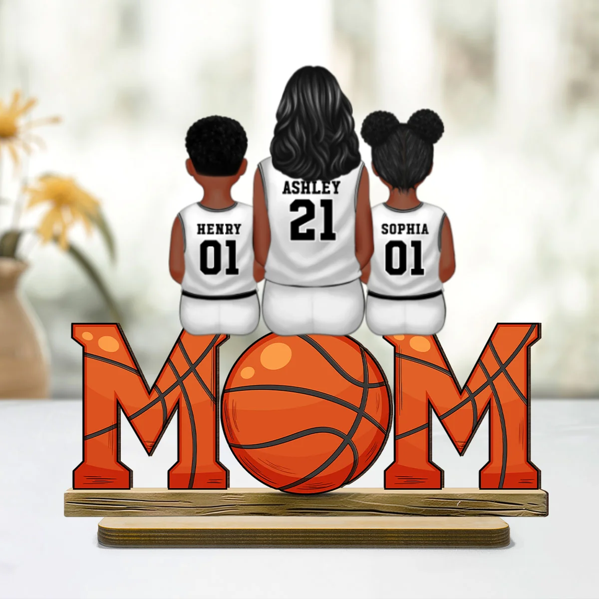 Basketball Mom And Kids - Personalized 2-Layered Wooden Plaque - Gift for Mom, Gift for Grandma, Gift for Wife - Image 12