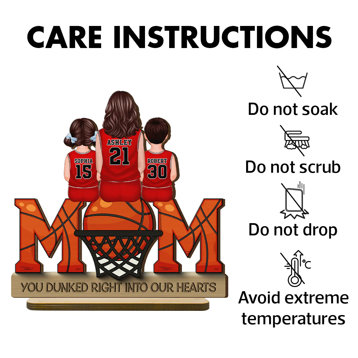 Basketball Mom Dunked Into Our Hearts - Personalized 2-Layered Wooden Plaque - Image 8