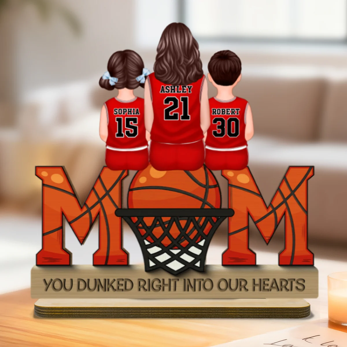 Basketball Mom Dunked Into Our Hearts - Personalized 2-Layered Wooden Plaque - Image 9
