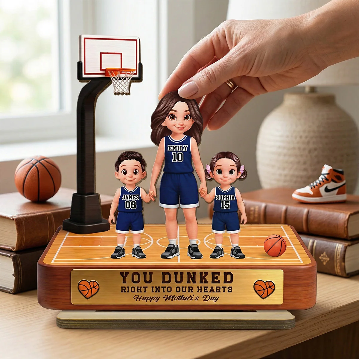 Basketball Mom You Dunked Right Into Our Hearts - Personalized 2-Layered Wooden Plaque - Mother's Day Gift For Basketball Mom - Image 4