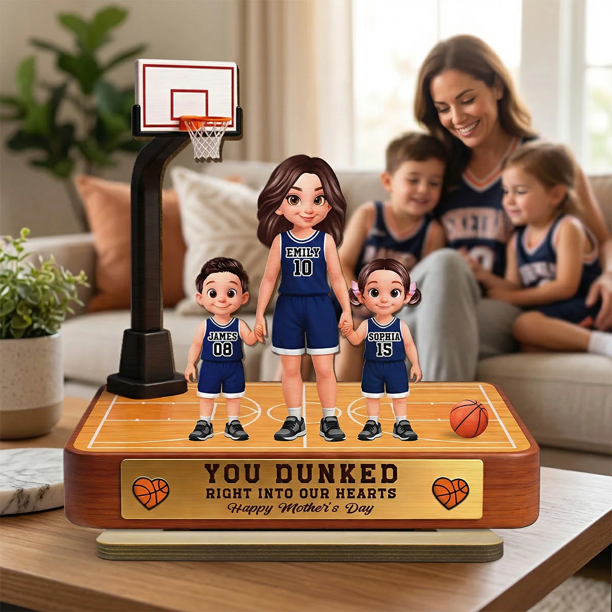 Basketball Mom You Dunked Right Into Our Hearts - Personalized 2-Layered Wooden Plaque - Mother's Day Gift For Basketball Mom - Image 5