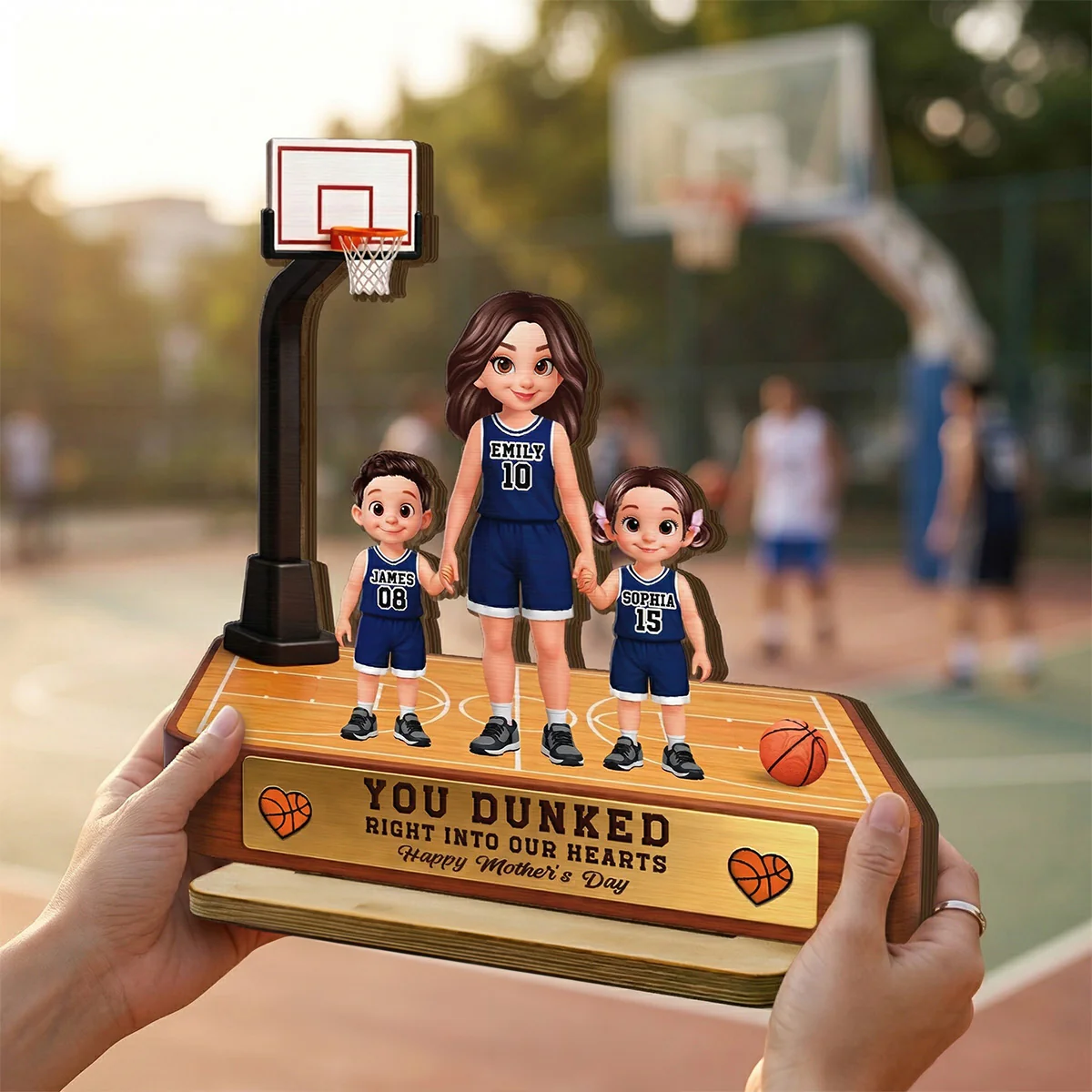 Basketball Mom You Dunked Right Into Our Hearts - Personalized 2-Layered Wooden Plaque - Mother's Day Gift For Basketball Mom - Image 6