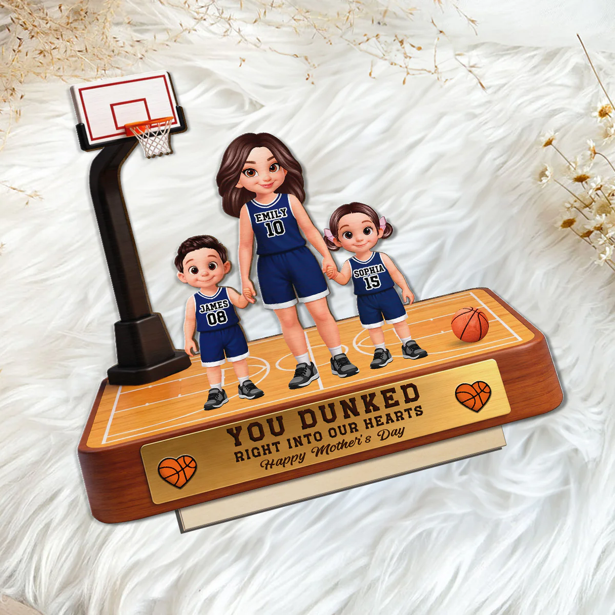 Basketball Mom You Dunked Right Into Our Hearts - Personalized 2-Layered Wooden Plaque - Mother's Day Gift For Basketball Mom - Image 7