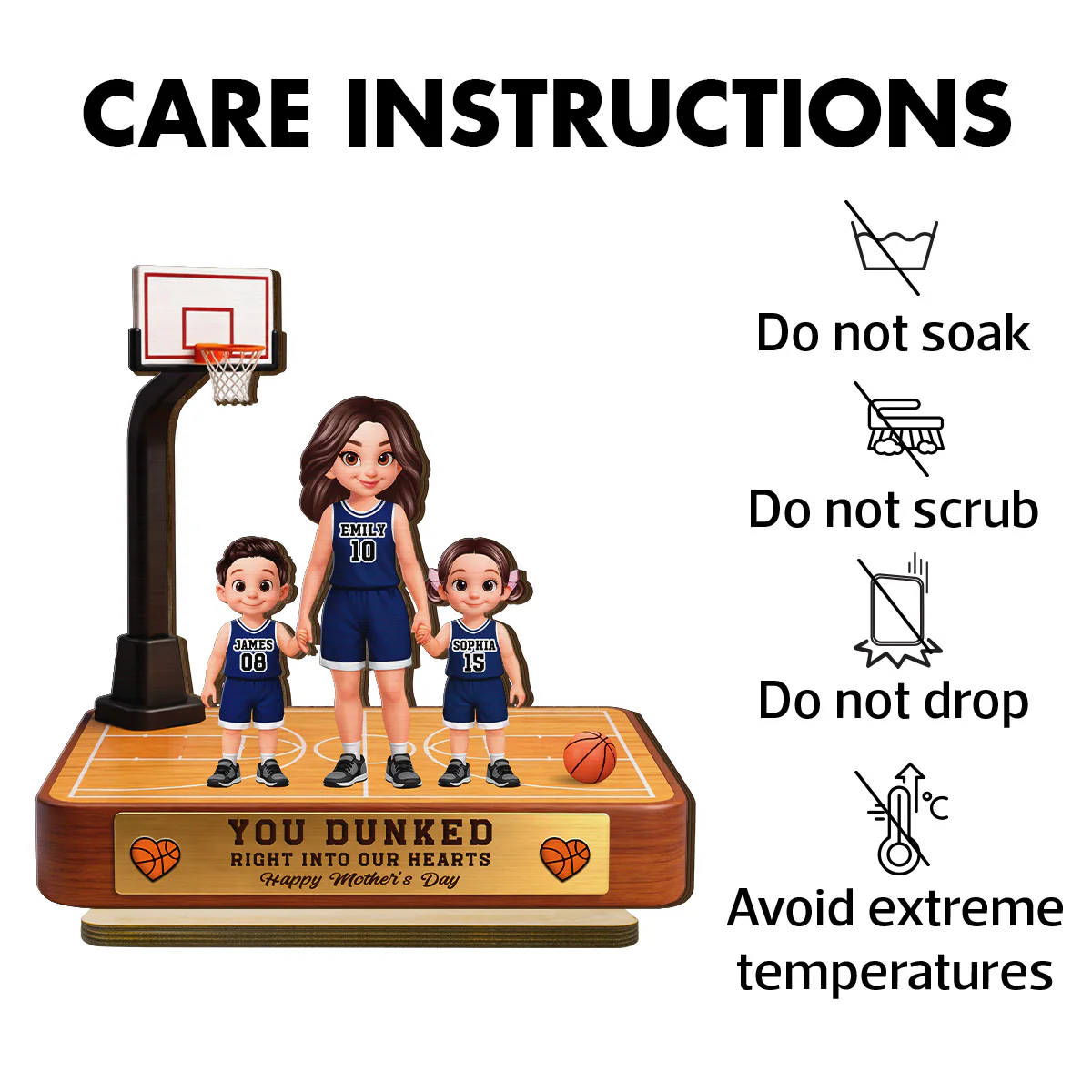 Basketball Mom You Dunked Right Into Our Hearts - Personalized 2-Layered Wooden Plaque - Mother's Day Gift For Basketball Mom - Image 9