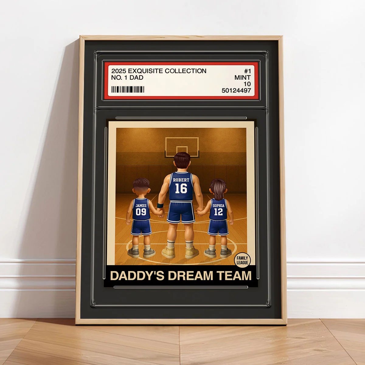 Basketball No. 1 Dad Man & Kids Trading Card Style Personalized Poster - Image 3